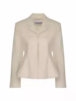 Однобортный жакет Ganni, бежевый