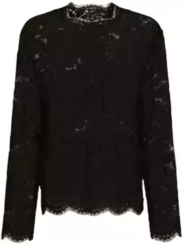 Однобортный жакет из цветочного кружева DOLCE & GABBANA, черный