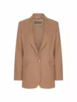 Однобортный жакет из крепа Herno, бежевый
