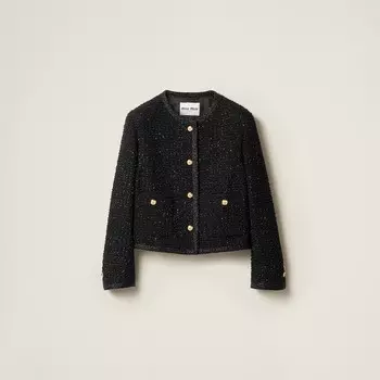 Однобортный жакет из ламе-букле Miu Miu, черный