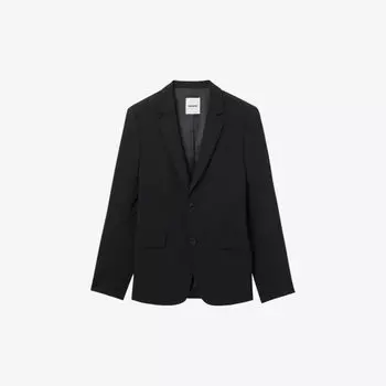 Однобортный жакет из натуральной шерсти Sandro, цвет noir / gris