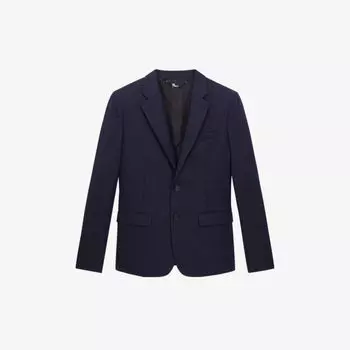 Однобортный жакет из шерсти приталенного кроя The Kooples, темно-синий