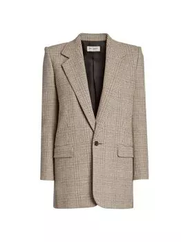 Однобортный жакет из шерсти Saint Laurent, хаки