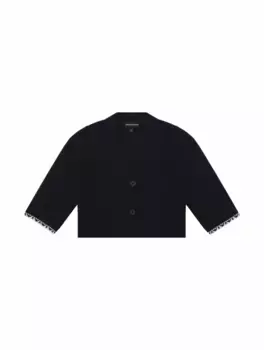 Однобортный жакет с логотипом EMPORIO ARMANI, тёмно-синий