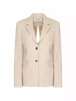 Однобортный жакет с разрезом Loewe, бежевый