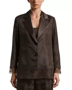 Однобортный жакет с сетчатой вставкой Peserico, коричневый