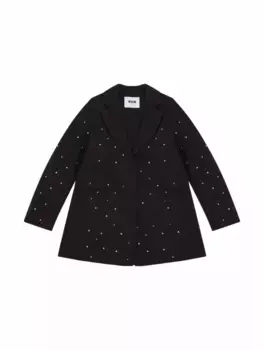 Однобортный жакет со стразами MSGM, черный