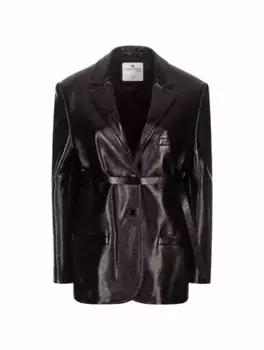 Однобортный жакет Vinyl Courreges, черный