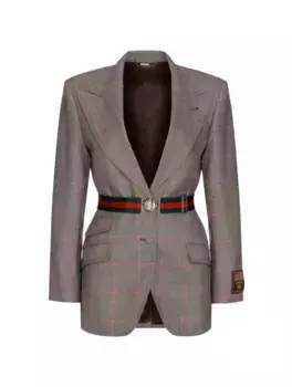 Однобортный жакет в клетку Gucci, черный