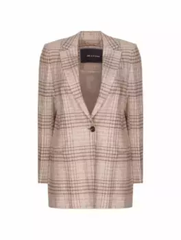 Однобортный жакет в клетку Kiton, бежевый