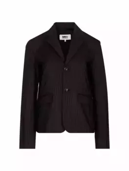 Однобортный жакет в полоску MM6 MAISON MARGIELA, черный