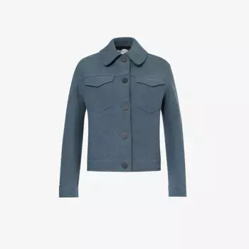 Однобортный жакет в западном стиле из натуральной шерсти Harris Wharf London, синий