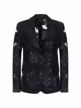 Однобортный жаккардовый жакет Akris, черный