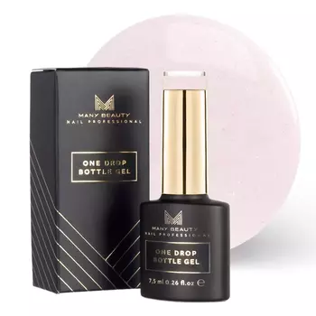 Однофазный гель для маникюра, 019 белый глиттер, 15 мл Many Beauty One drop bottle gel, цвет 019 white glitter