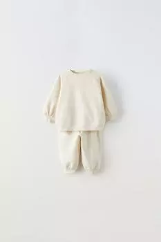 Однократная плаховая свитшота и брюки коорд ZARA, экрю