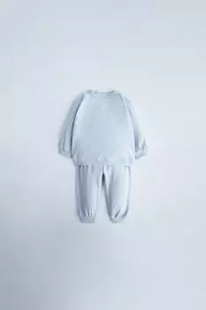 Однократная плаховая свитшота и брюки коорд ZARA, светло-синий
