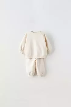 Однократная плаховая свитшота и брюки коорд ZARA, светло-бежевый