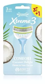 Одноразовые бритвы 4 шт с кокосом Wilkinson Sword Xtreme 3 Comfort Coconut Delight