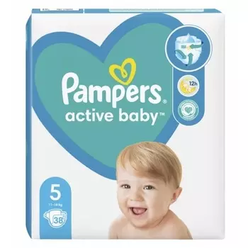 Одноразовые подгузники Active Baby 5 11-16 кг 38 шт Pampers