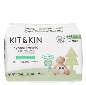 Одноразовые подгузники для детей Kit & Kin 2 Midi Myszka i Panda, 38 шт