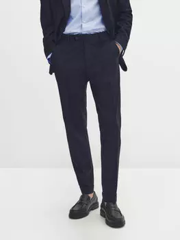 Односиние костюмные брюки из полушерсти Massimo Dutti, темно-синий