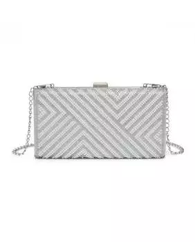 Односторонний клатч со стразами и жемчугом спереди JFY, серебро