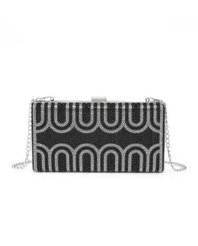 Односторонний клатч со стразами и жемчугом спереди JFY, черный