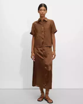Однотонная атласная юбка миди Parfois, коричневый