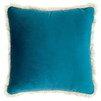 Однотонная бархатная мебельная подушка с бахромой - Шарлотта Lisola, цвет Ottanio