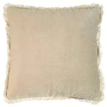 Однотонная бархатная мебельная подушка с бахромой - Шарлотта Lisola, цвет Sabbia