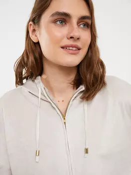 Однотонная бархатная женская пижамная рубашка с капюшоном и длинными рукавами LCW DREAM, норка