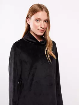 Однотонная бархатная женская толстовка с высоким воротником и длинными рукавами LCWAIKIKI Classic