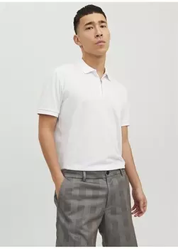 Однотонная белая мужская футболка-поло Jack & Jones