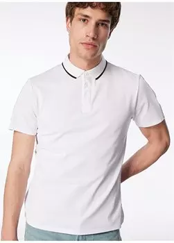 Однотонная белая мужская футболка-поло M2YP25KARS0G011_SS PAUL PIQUE TAPE Guess, белый