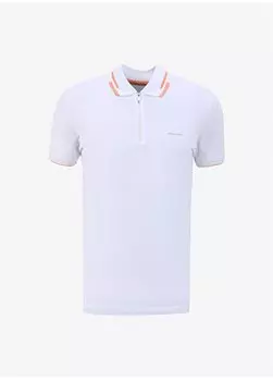 Однотонная белая мужская футболка-поло MERKUR Pierre Cardin, белый