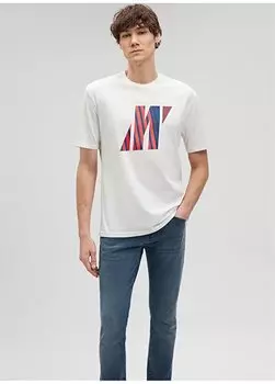 Однотонная белая мужская футболка с круглым вырезом M0611504-70057_ФУТБОЛКА С КРУГЛЫМ ВЫРЕЗОМ Mavi, белый