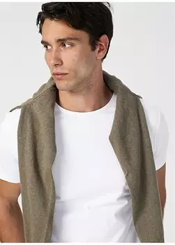 Однотонная белая мужская футболка с круглым вырезом Limon