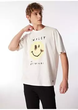 Однотонная белая мужская футболка с простым воротником M0611987-70057_SMILEY T-SHIRT Mavi, белый