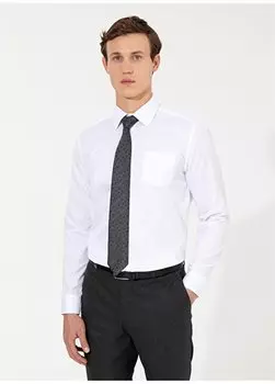 Однотонная белая мужская рубашка стандартного кроя с классическим воротником VENICE Pierre Cardin, белый