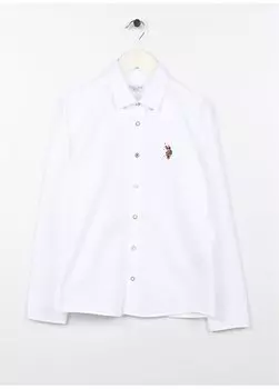 Однотонная белая рубашка для мальчика CEDCOLORKIDS023Y U.S. Polo Assn., белый