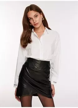 Однотонная белая женская рубашка с рубашечным воротником оверсайз F3WL-GML4 Fabrika, белый