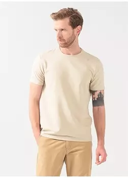 Однотонная бежевая мужская футболка с круглым вырезом Fabrika Sports