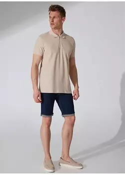 Однотонная бежевая мужская футболка с воротником поло People By Fabrika