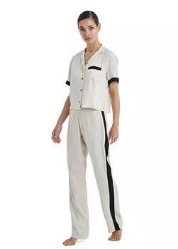 Однотонная бежевая женская футболка с рубашечным воротником 60364 Blackspade, бежевый