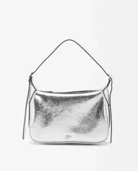 Однотонная блестящая регулируемая женская сумка через плечо на молнии Parfois, серебряный