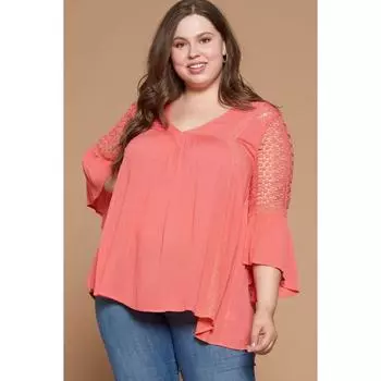 Однотонная блузка Babydoll FASHNZFAB, цвет coral