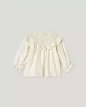 Однотонная блузка с длинным рукавом для малышки Baby El Corte Ingls, белый