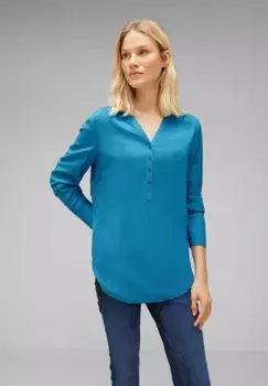 Однотонная блузка с длинными рукавами STREET ONE, синий