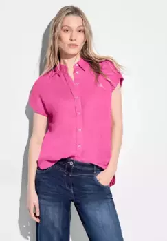 Однотонная блузка с короткими рукавами Cecil, розовый