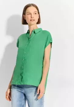Однотонная блузка с короткими рукавами Cecil, зеленый